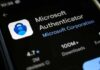 Close-up of the Microsoft Authenticator app icon on a smartphone screen
