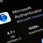 Close-up of the Microsoft Authenticator app icon on a smartphone screen