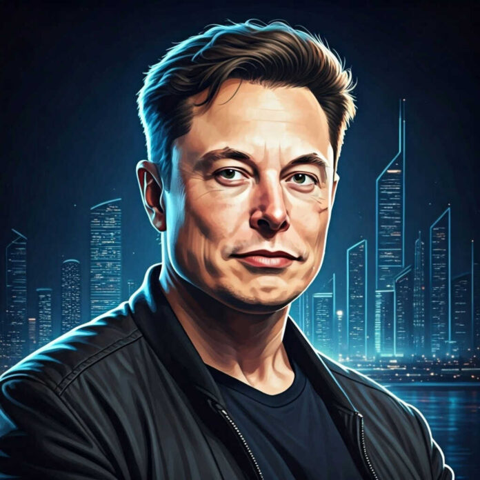 Man in leather jacket futuristic cityscape background