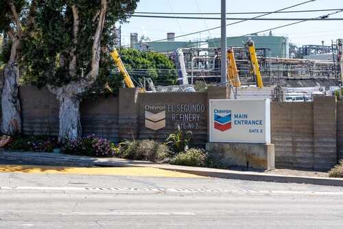 Entrance to Chevron El Segundo Refinery with signage