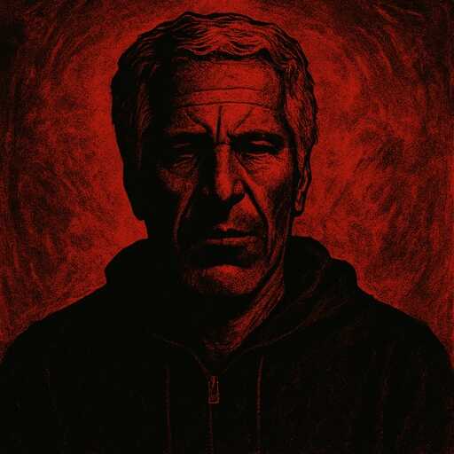 A dark artistic portrait of a man with an intense expression against a red background
