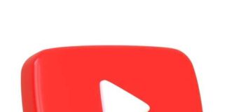 3D representation of the YouTube logo with a play button