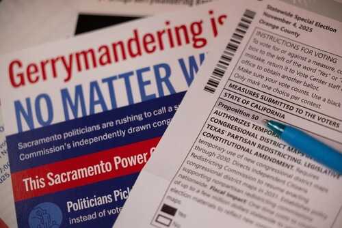 shutterstock_2696145311.jpg Close-up of election materials including a ballot and informational flyers