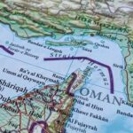Detailed geographical map showing the Strait of Hormuz and surrounding areas