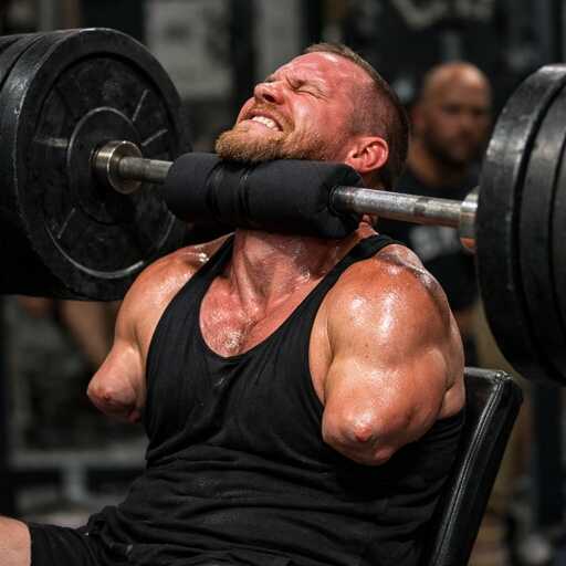 A man lifting a heavy barbell while exercising in a gym
