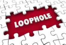 A puzzle piece with the word 'LOOPHOLE' highlighted in white against a red background
