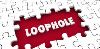 A puzzle piece with the word 'LOOPHOLE' highlighted in white against a red background