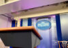Podium in White House press briefing room