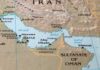 Map of the Middle East highlighting countries and bodies of water