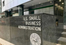 Exterior view of the U.S. Small Business Administration building with a prominent sign