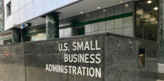Exterior view of the U.S. Small Business Administration building with a prominent sign