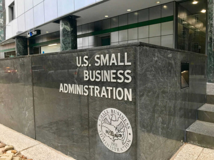 1283145100 Exterior view of the U.S. Small Business Administration building with a prominent sign