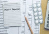Medicare Moneyburn: $380M Vanishes On Human Organs? Notepad titled 'Medical Expenses' next to a calculator and medication